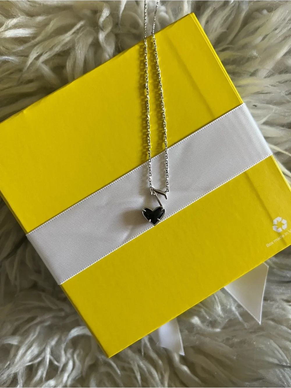 Kendra Scott Silver Necklace with Black Heart Pendant